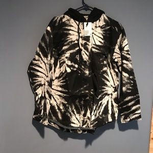 Long sleeve hooded tie dye top
